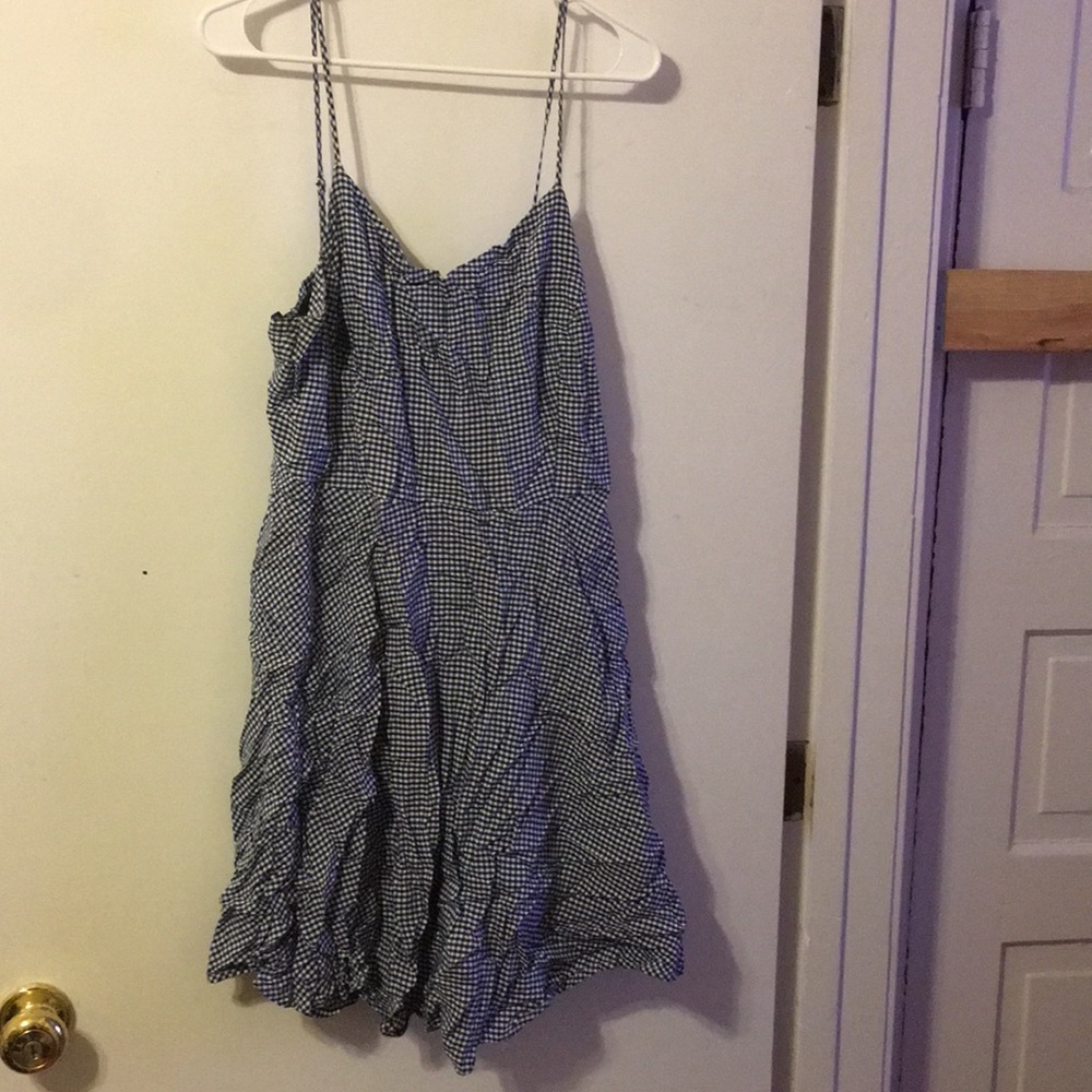 Blue gingham old navy fit flare dress XL